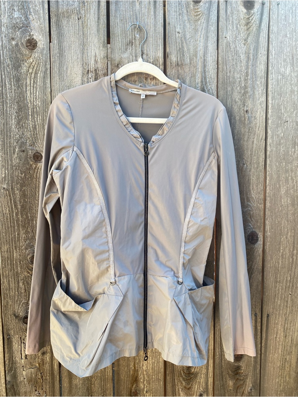 Light Taupe and Slate Grey Women's Zip-Front Jacket by Sun Light Size T2